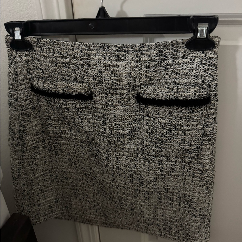 LOFT Black and White Tweed Mini Skirt